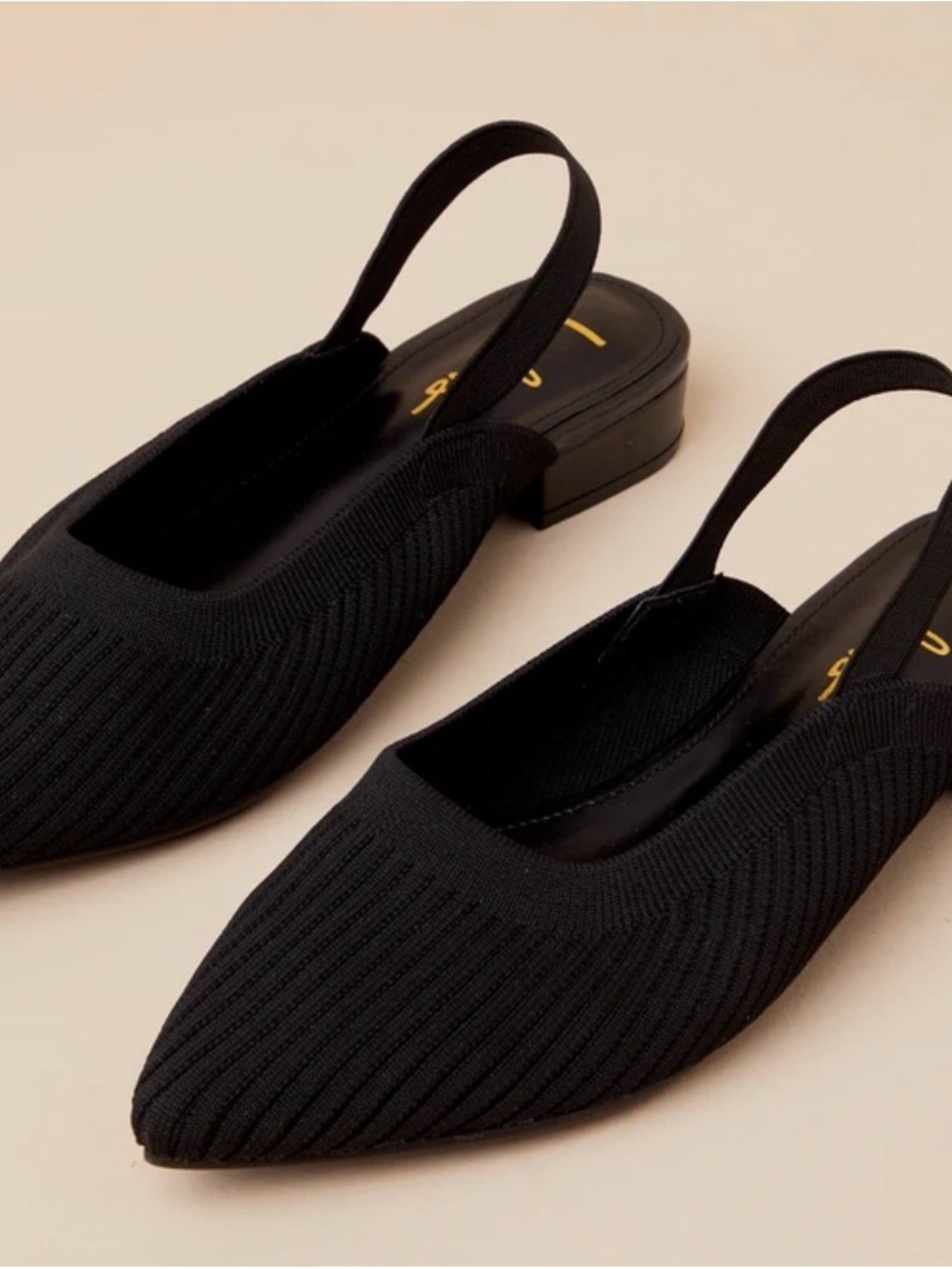 Lulu's Black Knit Pointed Slingback Flats